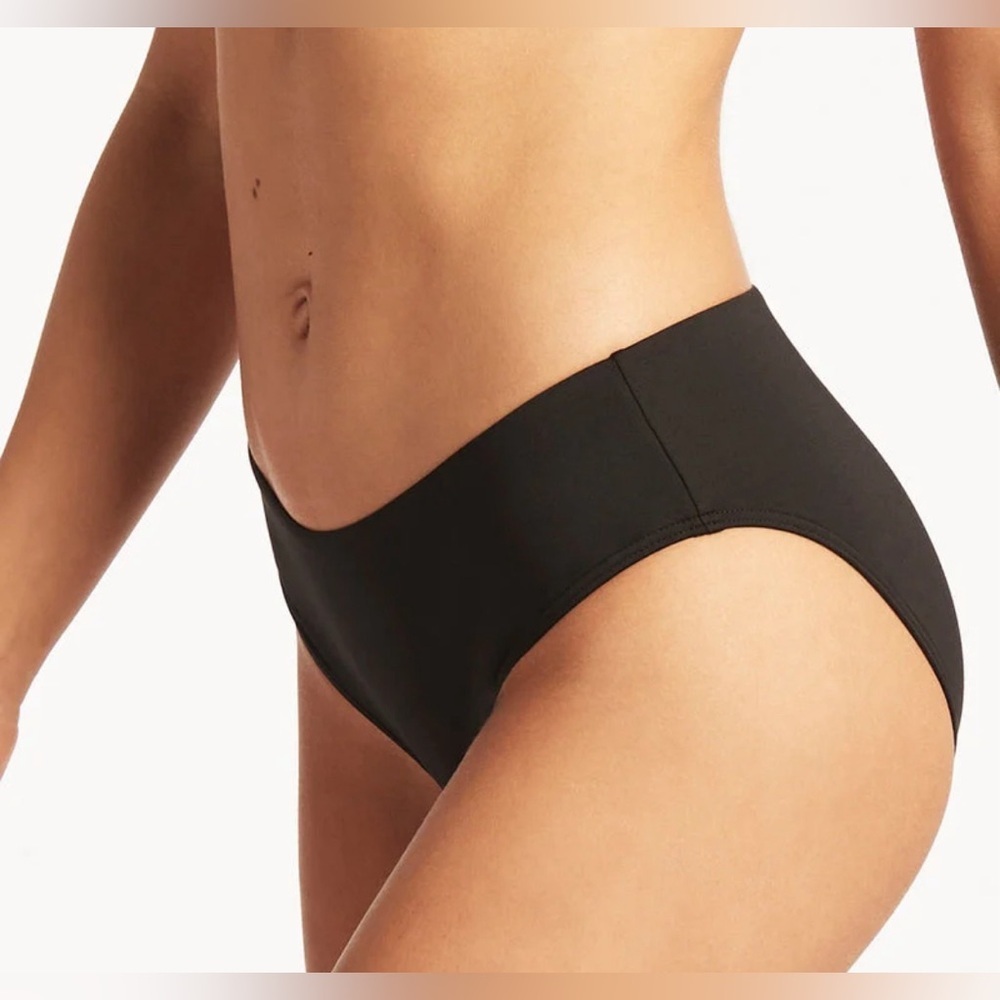 🏖️ Sea level Australia black essentials mid bikini bottoms pant, size 4 - Picture 2 of 14